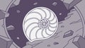 Nautilus Shell on Dry, Cracked Desert Ground, vector design Generative AI
