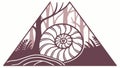 Nautilus shell in geometric triangle frame, vector design Generative AI Royalty Free Stock Photo