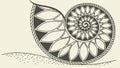 Nautilus Shell Mandala: Intricate Spiral Pattern, Ocean\'s Geometry vector design Generative AI Royalty Free Stock Photo