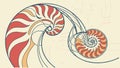 Nautilus Shell Spiral Abstract Art, vector design Generative AI Royalty Free Stock Photo