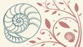 Nautilus shell spiral design, Fibonacci sequence, natural pattern, seashell art vector design Generative AI Royalty Free Stock Photo