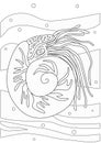 Nautilus on a white background as a coloring page in A4 format, outline vector stock illustration with ocean or sea and animal for