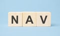 nav word written on wooden cubes with copy space