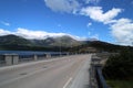 Navacerradas dam and its road on the top of the wall.