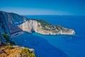 Navagio bay and Ship Wreck beach in summer. The famous natural landmark of Zakynthos, Greek island in the Ionian Sea Royalty Free Stock Photo