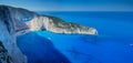 Navagio bay and Ship Wreck beach in summer. The famous natural landmark of Zakynthos, Greek island in the Ionian Sea Royalty Free Stock Photo