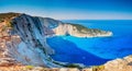 Navagio bay and Ship Wreck beach in summer. The famous natural landmark of Zakynthos, Greek island in the Ionian Sea Royalty Free Stock Photo