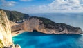 Navagio bay and Ship Wreck beach in summer. The most famous natural landmark of Zakynthos, Greek island Royalty Free Stock Photo