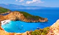 Navagio bay and Ship Wreck beach in summer.