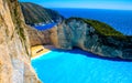 Navagio bay and Ship Wreck. Zakynthos, Greek island in the Ionian Sea Royalty Free Stock Photo