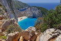 Summer landscape. Navagio Beach - Zakynthos Island, landmark attraction in Greece. Ionian Sea. Seascape Royalty Free Stock Photo