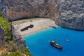 Summer landscape. Navagio Beach - Zakynthos Island, landmark attraction in Greece. Ionian Sea. Seascape Royalty Free Stock Photo