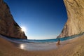 Navagio beach at sunset in Zakyntos island Greece