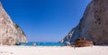 Navagio Beach Zakynthos panorama with shipwreck and turqoise sea