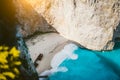 Navagio beach Zakynthos with shipwreck in the warm morning light. Greece Royalty Free Stock Photo