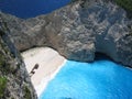 The shipwreck at Navagio beach at Zante Greece Royalty Free Stock Photo