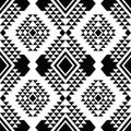 Navajo ethnic unique seamless repeat pattern. Black and white colors.