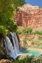 Navajo Falls and Red Cliffs Royalty Free Stock Photo