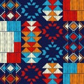 Navajo mosaic rug with traditional folk geometric pattern. Native American Indian blanket. Aztec elements. Mayan ornament. Seamles