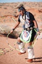 A Navajo Native American Man performs traditional hoop dance Royalty Free Stock Photo