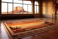 navajo rug with mountain and desert-inspired designs