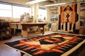 navajo rug in progress with geometric designs Royalty Free Stock Photo