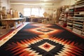 navajo rug in progress with geometric designs Royalty Free Stock Photo