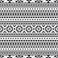 Navajo unique seamless ethnic pattern vector. Black and white colors. Abstract tribal geometric art print design. Royalty Free Stock Photo