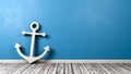 Naval Anchor Symbol on Wooden Floor Royalty Free Stock Photo