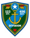 Naval army division sign. Military shield badge