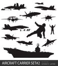 Naval aviation silhouettes Royalty Free Stock Photo