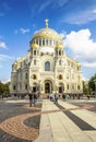 The Naval cathedral in Kronstadt on Yakornaya ploshchad Royalty Free Stock Photo