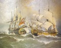 Naval Combat between Spanish frigate and the British ship Stanhope