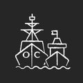 Naval fleet chalk white icon on black background Royalty Free Stock Photo