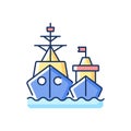 Naval fleet RGB color icon