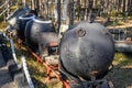 Naval mine in military open-air museum. The Coastal Defense Museum in Hel