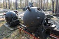 Naval mine in military open-air museum. The Coastal Defense Museum in Hel