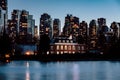 Naval Museum at H.M.C.S. Discovery building view from Stanley Park at night Royalty Free Stock Photo