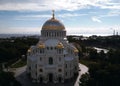 Naval Nikolsky Cathedral Kronstadt aerial photography Royalty Free Stock Photo