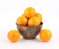 Naval oranges in vintage metal bowl Royalty Free Stock Photo