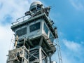 Naval Radar Tower Against Blue Sky Royalty Free Stock Photo