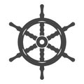 Naval ship steering wheel icon vector flat illustration. Vintage rudder cruise navigation isolated