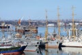 Naval ships moored in military harbor of Odessa, Ukraine