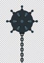 Naval underwater mine with spikes close up vector icon flat isolated