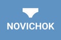 NOVICHOK POISON. Men's underpants, drawing, on a blue background, drawing