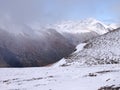 Early autumn snow in the mountains of Navarino island, Province of Chilean Antarctica, Chile Royalty Free Stock Photo