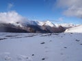 Early autumn snow in the mountains of Navarino island, Province of Chilean Antarctica, Chile Royalty Free Stock Photo