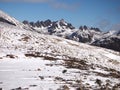 Early autumn snow in the mountains of Navarino island, Province of Chilean Antarctica, Chile