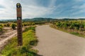 NAVARRE, SPAIN - OCTOBER 2022 pilgrim walking in French Way Camino Frances to Santiago de Compostela