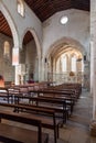 The nave, aisle and altar of the medieval church of Santa Cruz.